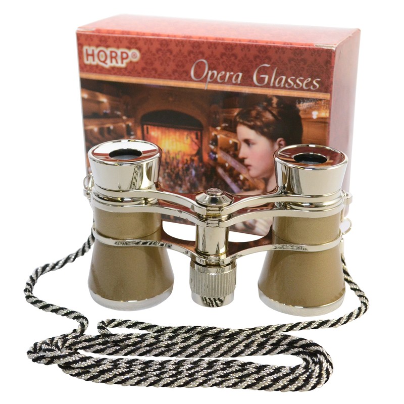 HQPR Opera Glasses 3x25 with Chord Gold with Silver Edges