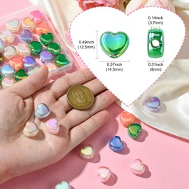 Airssory 50pcs Heart Shape Acrylic Beads Random Color Heart Beads UV Coated Heart Shaped Acrylic Beads for Bracelet Jewelry Making Necklace Earrings Crafts Crafts