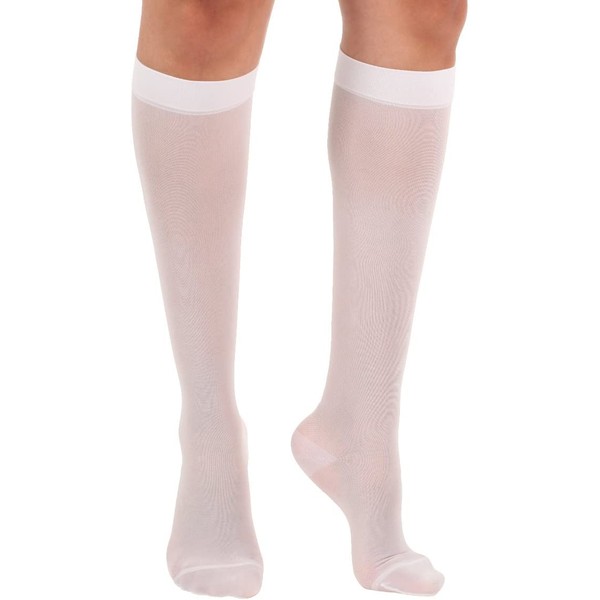 Absolute Support Women's Compression Stockings - Sheer Knee High, 15-20 mmHg Medium Graduated Support - XL White