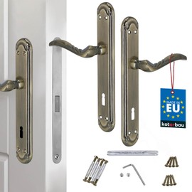 KOTARBAU® Door Handle Door Lock 90 mm BB Door Fitting ZnAl Long Plate Door Handles Door Handle Set Interior Doors Long Rosette Handle Set Door Fitting Door Handle Decorated Patinated
