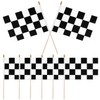 12pcs Racing Flags, 8x5.5in Small Mini Race Checkered on Sticks