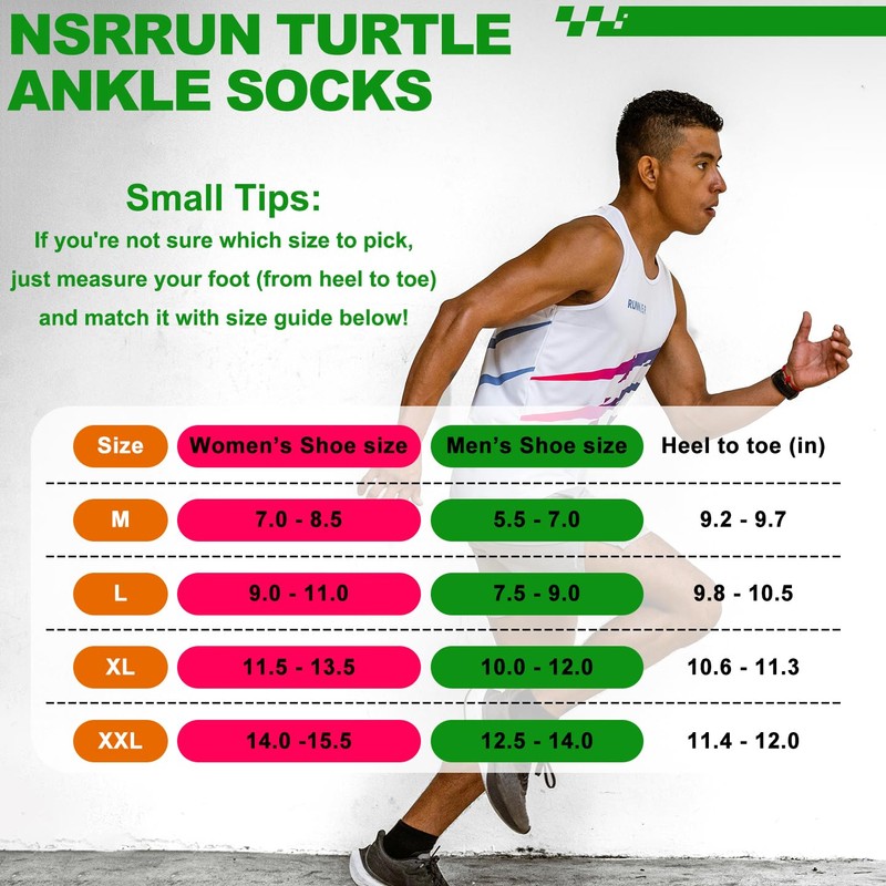 NSRRUN TURTLE Compression Ankle Socks - Cozy Cushioned Hiking Running