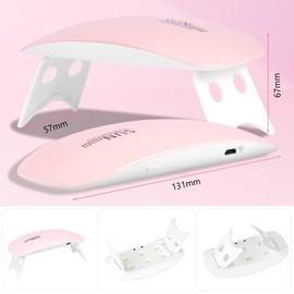 URAQT Mini UV LED Nail Lamp, USB Portable LED Nail Lamp for Gel Nails, Portable Nail Dryer for All Gel Nail Polishes, with Nail File, Curing Tool in Mouse Shape (Light Pink)