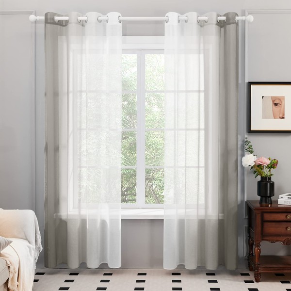 Deconovo Transparent voile curtain with eyelets, 245 x 140 cm
