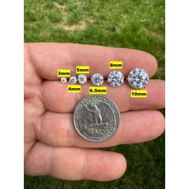 HarlemBling Real Moissanite Pushback Stud 3 Prong Martini Earrings 925 Silver Hip Hop 3-10mm - 10mm (8ct)