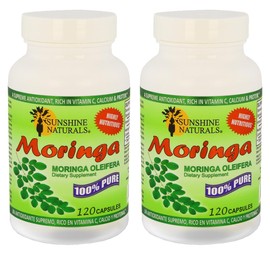 Sunshine Naturals Moringa Dietary Supplement. Immune System Aid, Energy Booster, Antioxidant Support, and Nutrient-Rich Superfood. Promotes Digestion and Heart Health. 120 Capsules. Pack of 2