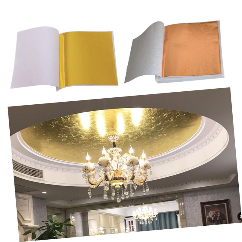 Gadpiparty 200 Sheets Imitation Gold Leaf Foil Paper for Arts