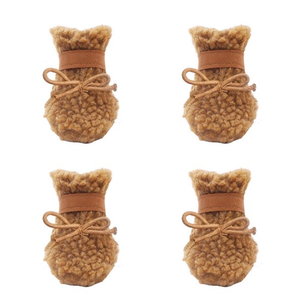 POPETPOP 4pcs Dog Boots, Plush Dog Shoes for Walking Soft