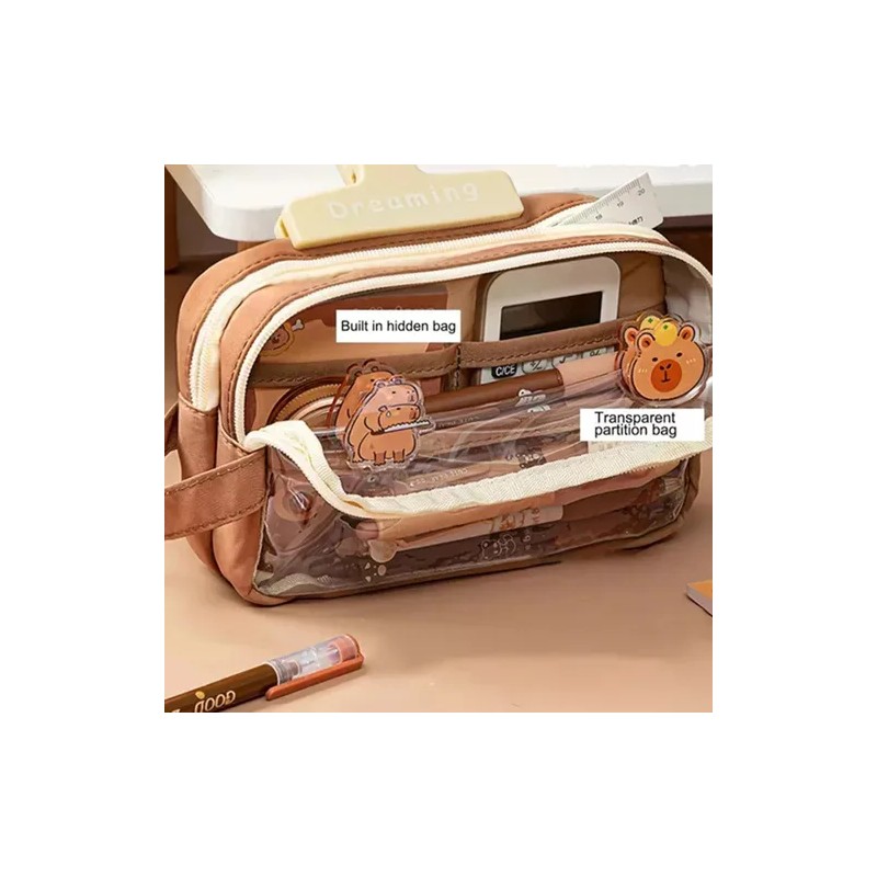 Estuche Aesthetic Lapicera Capibara Pencil Case Papeleria Color Marrn