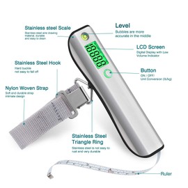Digital Luggage Scale, Travel Luggage Weight Scale, Max 110lbs/50kg Baggage Scale with Backlit LCD Display