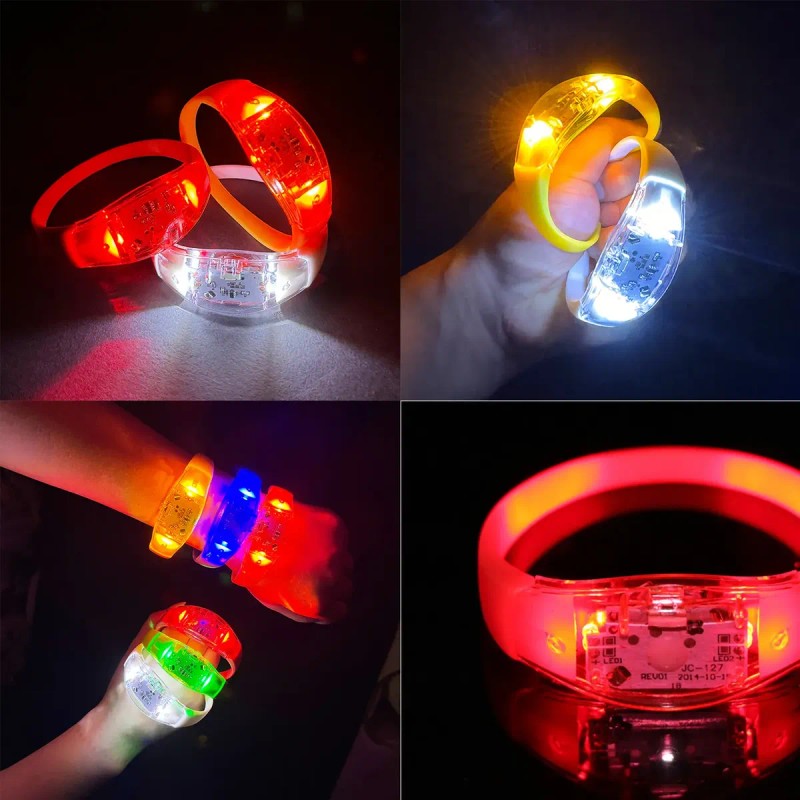 Pulsera Audio Ritmica Fiesta Neón Led Concierto 10 Pzas