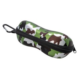 Tacy LM-7101-8 Sunglasses Case, Stylish, Hard Case, Zipper, Polyurethane, EVA, Green, Camouflage, Includes Carabiner