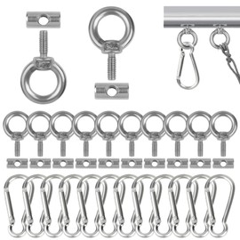 Adiwo 12 PCS Awning Rail Stoppers, 6mm Stainless Steel Piping Stopper with 12 PCS Carabiners, Multipurpose Awning Rails Hooks Lifting Eye Nut Ring M4 Blocking Kit for Caravan Motorhome Campervan Tent