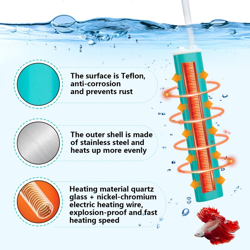 hygger Mini Submersible Aquarium Heater, Turtle and Betta Fish Tank