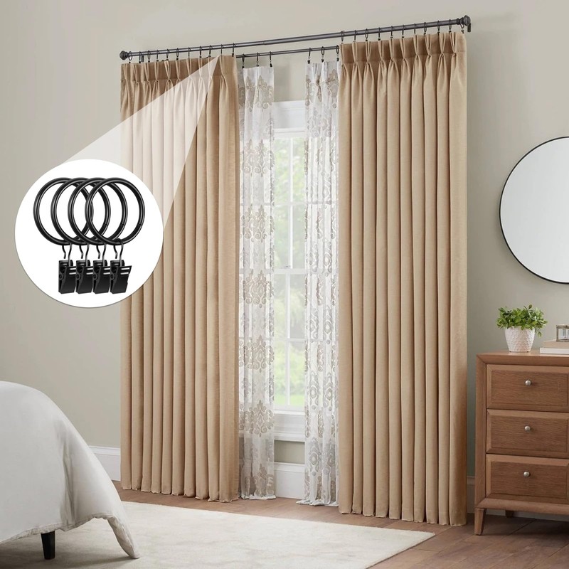 Curtains Ring Clip, Metal Curtain Ring with Hook, Sliding Eyelet