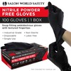 Salon World Safety Black Nitrile Disposable Gloves, Box of 100,