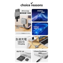 WHQ M.2 NVMe SSD External Case USB 3.2 Gen2 10Gbps High Speed Data Transfer 2230 2TB Capacity Extension Adapter USB Hub FT SD Card Reader 3.5MM Audio Type-C HDTV 4K60Hz PD 100W Fast Charging