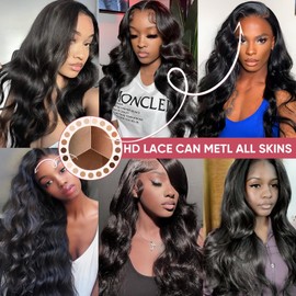 Twigoal Body Wave Lace Front Wigs Human Hair HD Lace Frontal Glueless Human Hair Wig for Women Pre Plucked（18inch）