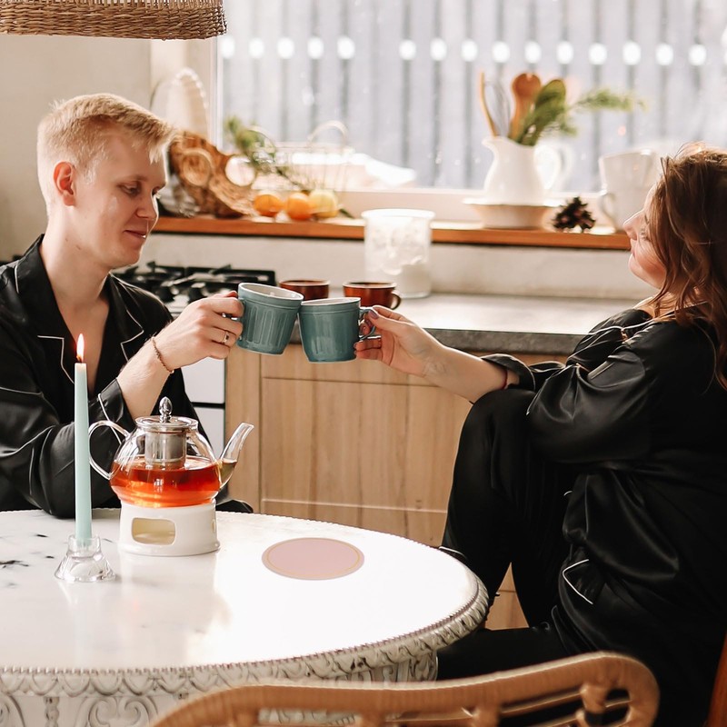 sourcing map 6 Pcs Leather Coasters, Round Drinks Coasters for