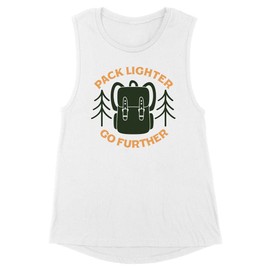 TeesAndTankYou Pack Lighter Go Further Women's Muscle Tank Medium White