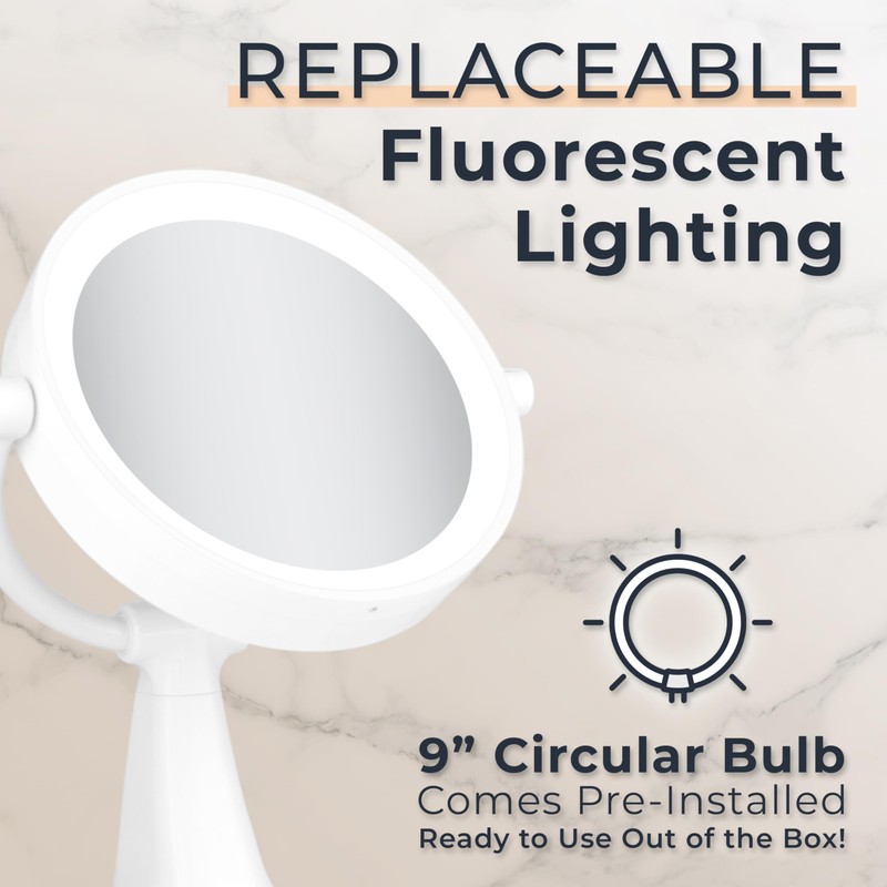 Zadro 11" Fluorescent Lighted Makeup Mirror with 10X/1X Magnification and