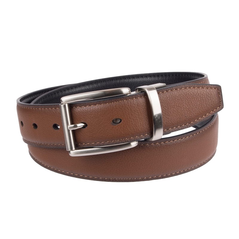 DOCKERS Men's Two-in-one Reversible Rotative Buckle Everyday Casual Dress Belt