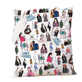 PXTIDY Emily Paris TV Show Gift Tote Bag Emily Paris Vacation Travel Grocery Bag Emily & Mindy Fans Gift Tv Series Gifts