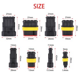 URAQT Car Waterproof Electrical Connector, 300PCS 1/2/3/4/ Pin Waterproof Wire Connectors Kits, Durable Car Spark Terminals Plug Connector, Automotive Electrical Connectors for Motorcycle, Car, Truck