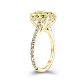 RODIFFY 4CT CZ Yellow Diamond Engagement Ring Cushion Cut No Tarnish Gold Plated Silver(Size:8)