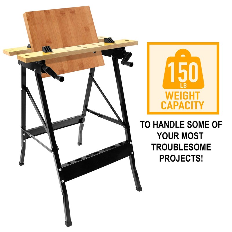 Work-It! Portable Workbench, Folding Carpenter Saw Table with Adjustable Clamps