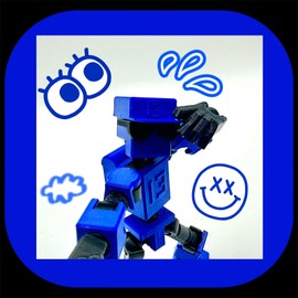 enttgo (Assembly Completed) 3D Printed 6.65-inch Action Figure Mini-13, Full Body Mechanical Movable Toy, Multiple Accessories, Desk Decoration, Creative Gifts (Blue)