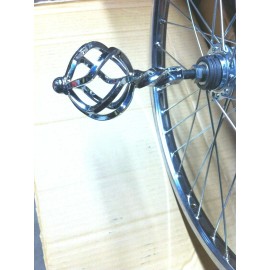 Lowrider CAGED TWISTED Bicycle Axle Covers Pegs 24T/26T Chrome Gold Cruiser Lowrider Bike - 26T Front Chrome