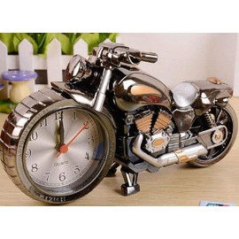 Morningplace Motorcycle Harley Style Alarm Clock, Cool, Metallic, Classic Interior (Black)