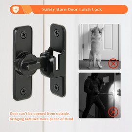 KOVOSCH 2 Pack Sliding Barn Door Lock, 90/180 Degree Flip Gate Latch, Zinc Alloy Barn Lock Latch Hardware for Barn, Garden, Cabinet, Bathroom, Black