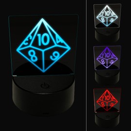 Sniggle Sloth D10 10 Sided Gaming Gamer Dice Critical Role 3D Illusion LED Night Light Sign Nightstand Desk Lamp