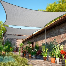 ShadeMart 9' x 9' Grey Sun Shade Sail UPF50 Square SMTAPS12 Canopy Fabric Cloth Screen, Water and Air Permeable & UV Resistant, Heavy Duty, Carport Patio Outdoor - We Customize Size