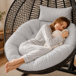 Water-Resistant Egg Chair Cushion Replacement, Light Grey, 47 x 47 inches