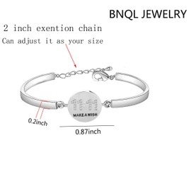 BNQL 11 11 Make a Wish Necklace 11 11 Angel Numbers Necklace Make A Wish Gift Jewelry for Women (Make a Wish Bracelet Silver)