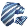 HISDERN Striped Tie for Men Handkerchief Woven Classic Men's Necktie