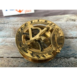 Nautical Place Brass Sundial Compass - Polished Finish - Old Vintage Antique Style - Nautical