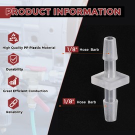 Kozelo Pack of 8 Plastic Hose Barb Fittings 1/8" Hose Barb to 1/8" Fittings