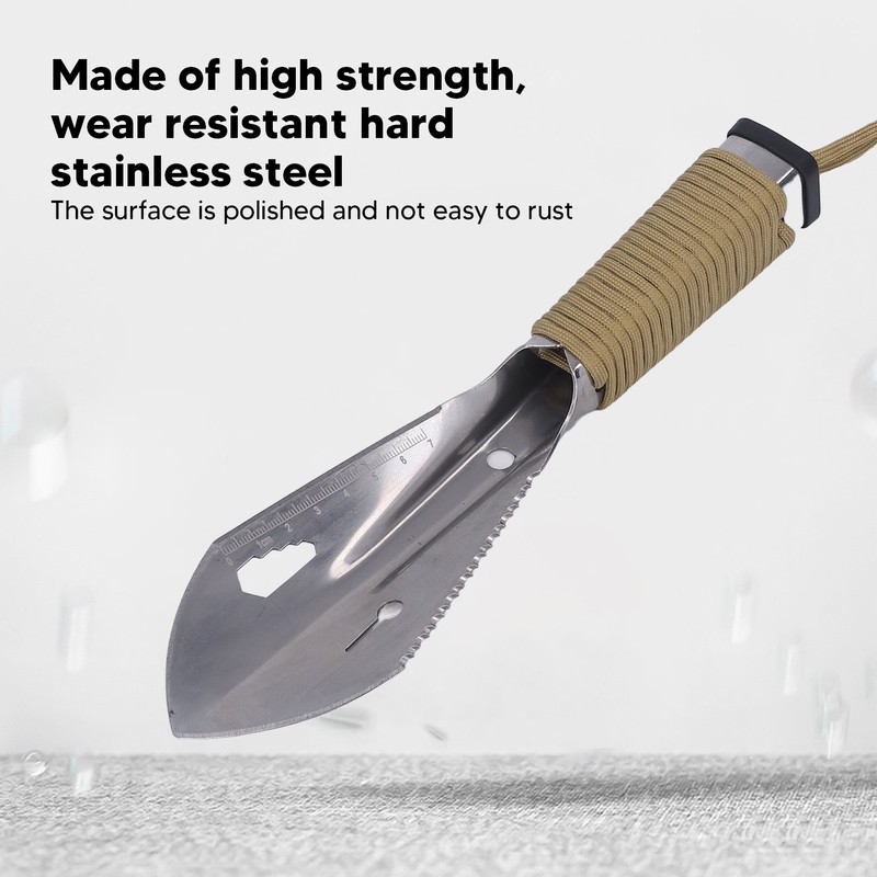 Survival Digging Trowel Stainless Steel Anti Slip Handle Multifunctional Detecting