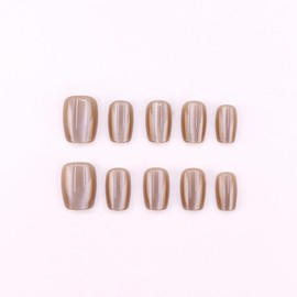 BHIDENAW Nail Tips, Short, Set of 24, Popular, Japanese Style, Cute, Simple, Stylish, Coming-of-Age Ceremonies, School Entrance Ceremonies, Graduation Ceremonies, Weddings, Parties, Nail Stickers, Bride Nails, Glossy Fake Nails (Popular -105, M)