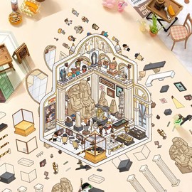 Retro Style 3D Miniature Scene 10 Sets of Stickers,DIY House Sticker Scene with Tweezers Make Your Own Cute Cartoon Sticky Pack for Adults Girls Relief Stress,Party Favors Birthday Gift