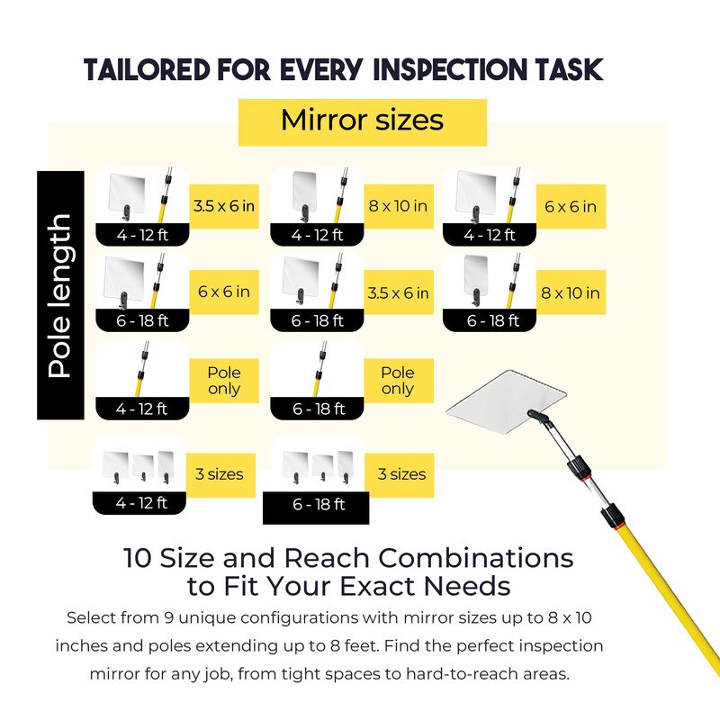 Extend A Vue Inspection Mirror - Telescoping Heavy Duty, Lightweight