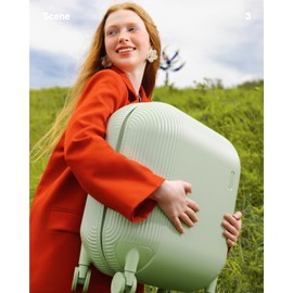 artrips Carry On Luggage with 8 Spinner Wheels,20''Spinner Luggage with Cover Protector,PC Lightweight Hardside Luggage with Stripe Pattern Design,TSA Lock, Green,Carry On 20-Inch,40L