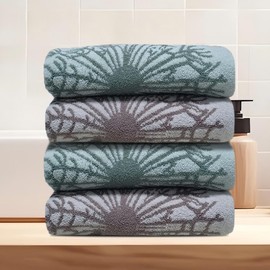 Hand Towels for Bathroom, Jacquard Pattern Cotton Hand Towel Set (4pcs-Dandelion)