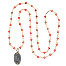 KELITCH Lucky 925 Silver Buddha Pendant Necklaces Wood Agate Beads Long Necklaces New Crystal Necklaces, Crystal, Pearl