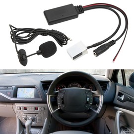 Qiilu Bluetooth Aux Audio Cable Adapter, 12-Pin Car Radio RD4 Replacement for C2 C3 C4 C5 C6 C8 with Bluetooth Music Function (with Microphone)