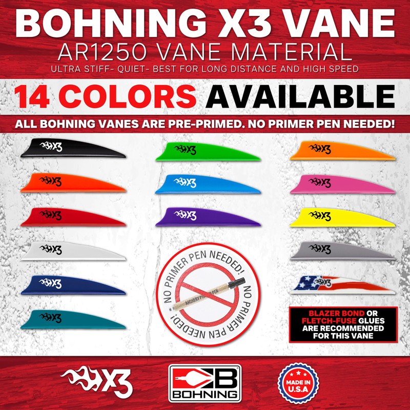 Bohning X3 Vane, 3.5", Neon Yellow, 36pk